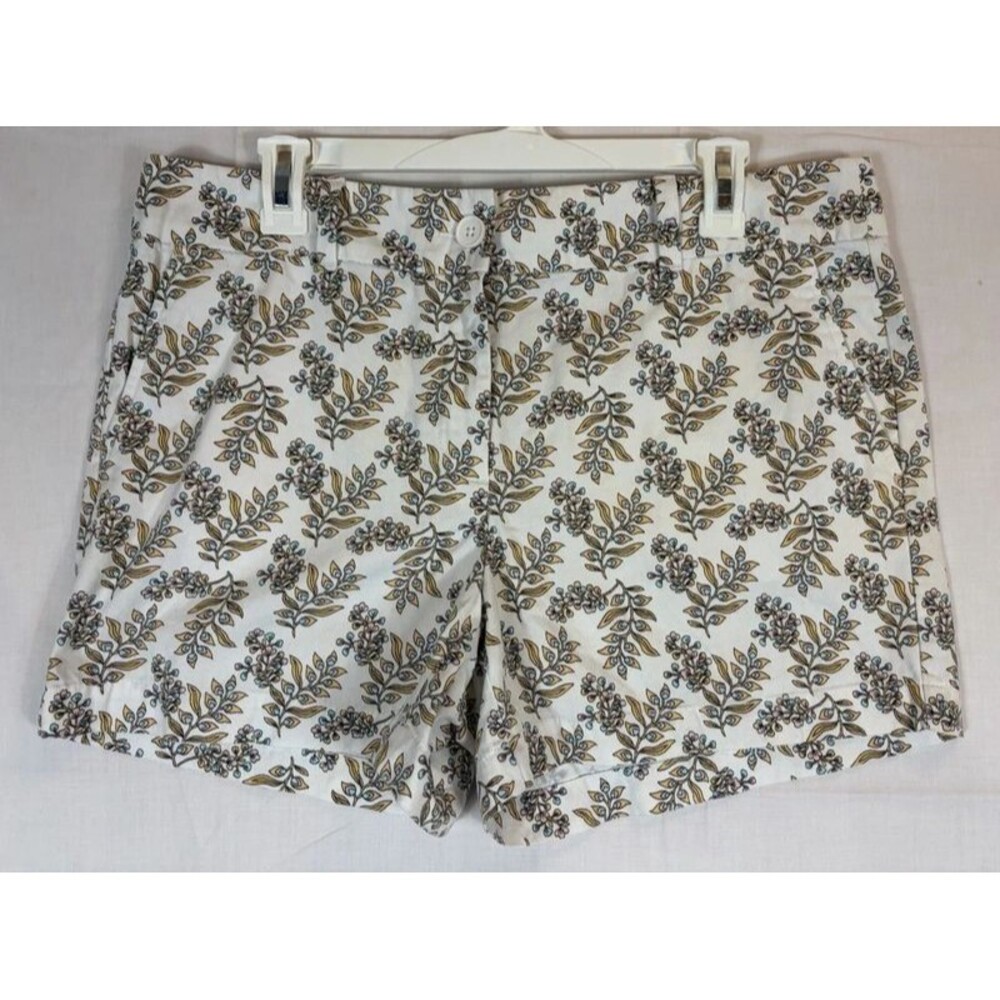 Loft Outlet Shorts Cotton Twill Floral White Women’s Size 10 Casual Summer